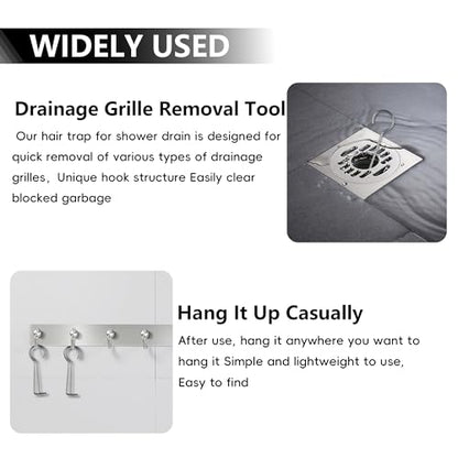 Drain Key Lifting Hooks Stainless Steel Drain Grate Lifting Key (10 Pack) | This drain key fits strip, square and concealed floor drains, delivering versatile use for bathroom maintenance