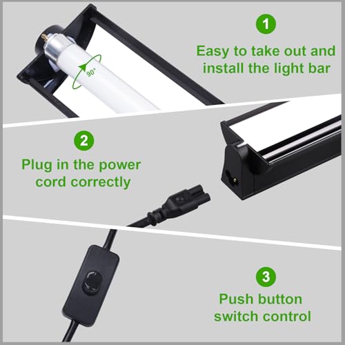 Aiicioo T5 HO UVB Reptile Light Fixture 10.0 8W Light Combo Kit 12 Inch Light Fixture Reptile Terrarium Hood with 8W Reptile Light Bar for Bearded Dragon Lizards Turtle Tank - size: 10.0 8W 12Inch