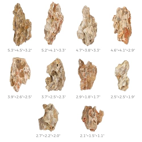 10 Natural Aquarium Rocks 2" to 4" Perfect Rocks for Aquariums, Landscaping Model,Tank Decoration, Amphibian Enclosures-Dragon Stones