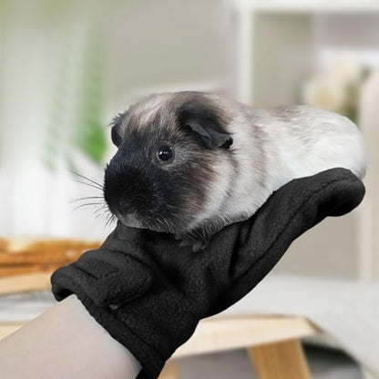 Anti Bite Gloves | Scratch Resistant Mitts - Hamster Calming Gloves | for Sugar Petaur Bird Parrot Hedgehog - color: Black