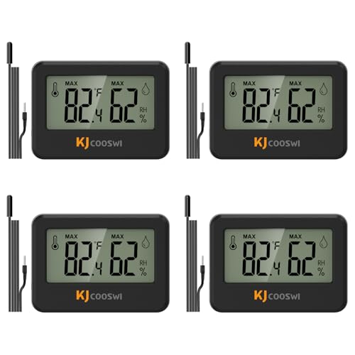4PCS Mini Digital Hygrometer and Thermometer Reptile Thermometer with Extend Probe (Only Temperature) Indoor Temp and Humidity Meter with Magnet - style: with probe