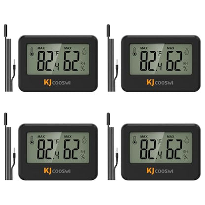 4PCS Mini Digital Hygrometer and Thermometer Reptile Thermometer with Extend Probe (Only Temperature) Indoor Temp and Humidity Meter with Magnet - style: with probe