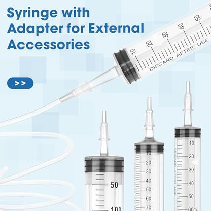 60mL Plastic Syringe for Liquid - 3 Pack Large Syringes with Adapter for Scientific Labs, Feeding, Oil Filling, Individually Wrapped - style: 60mL
