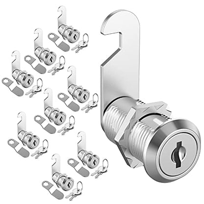 8 Pack Cabinet Locks, 1-1/8" Cam Lock Keyed Alike, Mailbox Lock Secure Drawer Mailbox Tool Box RV Storage Door, Zinc Alloy - size: 8 Pack 1-1/8 Inch Silver