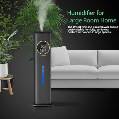 Humidifier for Plants Indoor 2.1Gal/8L, Reptile Fogger with Humidity Control & Probe, Cool Mist Humidifier with Expandable Hose for Terrarium, Greenhouse, Grow Tent, Houseplants, Reptiles