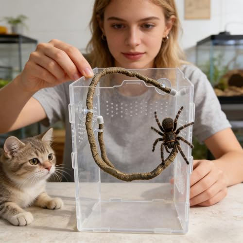 Artificial Reptile Climbing Vine, Bendable Jungle Branch Decor, Terrarium Habitat Accessories, Secure Suction Cup Vines, Tank Greenery for Reptiles - size: Brown