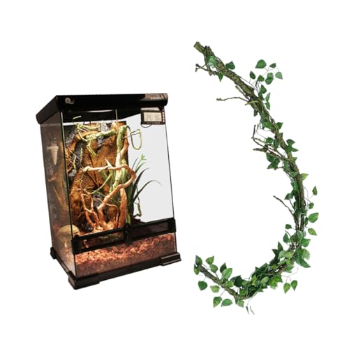 NOLITOY 3pc Bend- Jungle Vines for Reptiles Artificial Leaf Decor with Suckers Flexible Rattan Strips for Lizard Frog Snake Habitats Terrarium Decoration