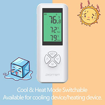 DIGITEN Wireless Temperature Controller Plug-in Thermostat Remote Control Reptile Thermostat Outlet with Temperature Sensor Wireless Thermostat for Home White - style: 2.Temperature is detected by the Outlet.