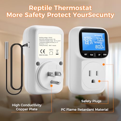 Diymore 1800W Plug in Digital Thermostat Temperature Controller Electric Thermostat Outlet Heating Cooling Control Mode Timer 120V 15A -104 ℉~210 ℉ Greenhouse with Thermostat Pool Thermometer - color: 1800w Plug in Digital Thermostat