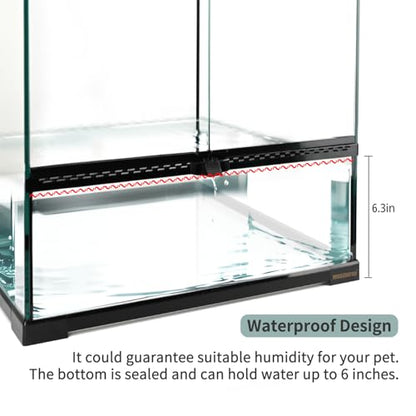 30 Gallon Tall Reptile Glass Tank Terrarium 18"x18"x24" Large Habitat Enclosure for Gecko,Lizard,Chameleon,Frog,Snake,No Install Needed and Come with Tank Background - size: 18*18*24inch