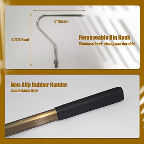 71.6" Snake Hook Retractable Reptile Catcher Stick Tongs Grabber Handling Tool for Rattlesnakes Python Copperhead Removal Catching - color: Champagne