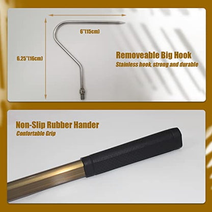 71.6" Snake Hook Retractable Reptile Catcher Stick Tongs Grabber Handling Tool for Rattlesnakes Python Copperhead Removal Catching - color: Champagne