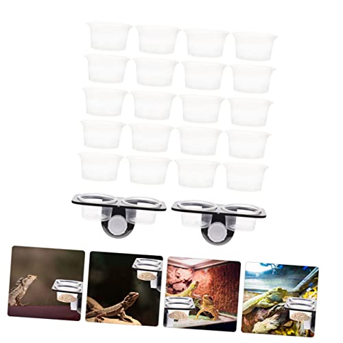 VANZACK 2-Piece Gecko Feeding Ledge Set Sucker Design Reptile Water Dish Feeding Bowl for Tank Accessories Suitable for Chameleons and Other Reptiles Random Color