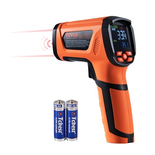 VEVOR Infrared Thermometer, -40°F~2732°F Dual Laser Temperature Gun Non-Contact, Handheld IR Heat Temperature Gun & Adjustable Emissivity for Metal Smelting/Cooking/Pizza Oven/Engine (Not for Human) - color: Orange -40°F~2732°F(-40℃~1500℃)