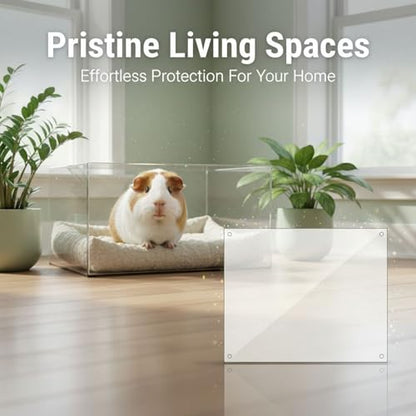 12 Pcs Clear Plastic Cage Guard Panels, 10 x 8.2 in Pet Habitat Siding, Splatter Guard Fence Dividers with 100 Zip Ties for Rabbit Cages, Guinea Pig Enclosures, Small Animal Habitat