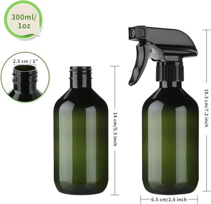 Arkeiliy 2-Pack Leakproof Spray Bottles (300ml/10oz) - Adjustable Nozzle for Fine Mist & Jet Stream | Premium Refillable Plastic Bottles for Hair Styling, Plant Misting, Cleaning Solutions (Green) - color: Green