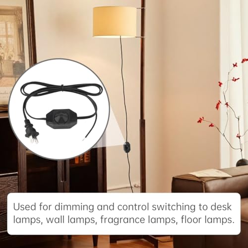 RTNLIT Lamp Dimmer Switch with Cord, 1.4m/4.59 Feet Extension Power Cable for Halogen and Incandescent Bulbs lamp, Compatible with LED dimmable Lights