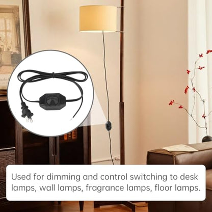 RTNLIT Lamp Dimmer Switch with Cord, 1.4m/4.59 Feet Extension Power Cable for Halogen and Incandescent Bulbs lamp, Compatible with LED dimmable Lights