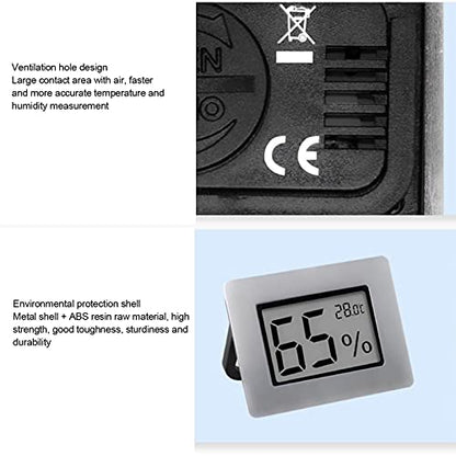 Mini Hygrometer Thermometer, Cigar Embedded Design LCD Electronic Digital Indoor Humidity Gauge Monitor for Cigar Box, Guitar Case, Jars, Wine Cabinet, Greenhouse, Cellar