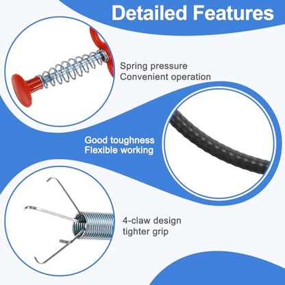 HARFINGTON Flexible Grabber Claw Pick Up Tool 0.47" Dia. 63" 4 Claws Stainless Steel Cleaning Hook Unclog Sink Sewer Hair Drain Cleaner Tool Sink Unclogger for Toilet Bathtub Sewer - size: 63"