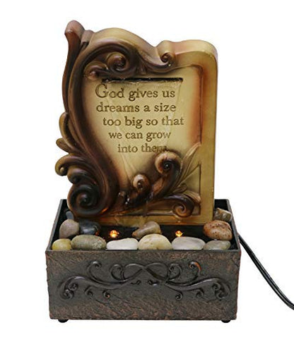 Nature's Mark 9" H Inspirational Tabletop Water Fountain with Natural River Rocks and LED Lights (Power Cord Attached)