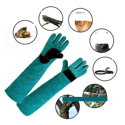 Anti-Bite Safety Gloves Ultra Long Thickened Green, Compatible for Grip Biting Catch Pets Protective Dog Reptiles Animal Supplies(45cm) - color: 45cm