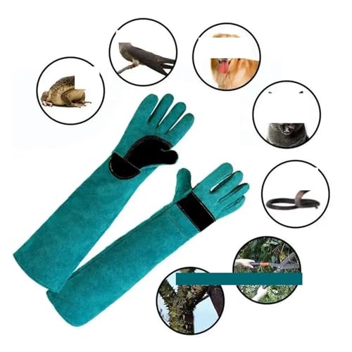 Anti-Bite Safety Gloves Ultra Long Thickened Green, Compatible for Grip Biting Catch Pets Protective Dog Reptiles Animal Supplies(60cm) - color: 60cm