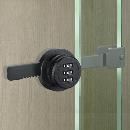ETEKJOY Keyless Ratchet Lock for Sliding Glass Door Showcase Display Case Cabinet 3-Digital Password Combination (Black) - color: Black