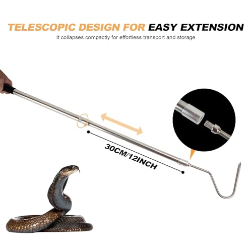 Snake Net, Snake Catcher Net, Rattlesnake Grabber Handling Tool, Reptile Catch Telescopic Pole Stick, Rattle Snake Removing and Catching Picker Tong, Snake Catcher Hook Grabber Handling Stick Trap Too