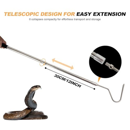 Snake Net, Snake Catcher Net, Rattlesnake Grabber Handling Tool, Reptile Catch Telescopic Pole Stick, Rattle Snake Removing and Catching Picker Tong, Snake Catcher Hook Grabber Handling Stick Trap Too