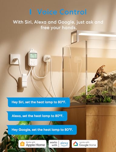 meross Smart Temperature Controller 15A 1800W, Smart Wi-Fi Thermostat Controlled Outlet Plug Works with Apple Home, Alexa, Google Home for Heating Cooling Homebrew Fermentation Reptiles Greenhouse