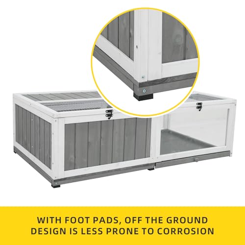 Tortoise Enclosure Outdoor Indoor Wooden Large Tortoises Habitat Box Turtle Habitat Tortoise House Bunny Rabbit Snake Hamster Reptile Terrarium Cage with Tray for Small Animals and Reptile, Grey