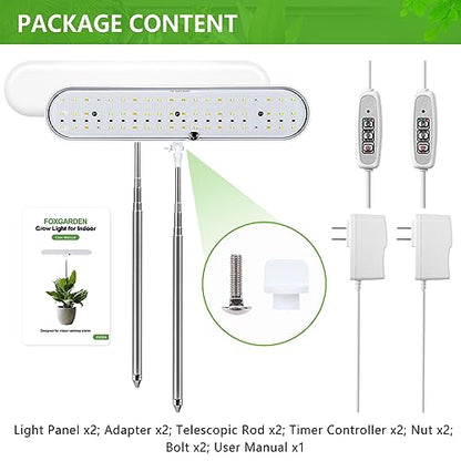 FOXGARDEN Grow Light, Full Spectrum LED Grow Lamp, Plant Lights for Indoor，Auto Timer 4/8/12H, 4 Dimmable, Height Adjustable 8.5"-24", Growing Lights 2 Pack - size: 2 pack