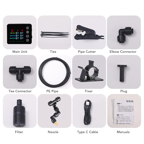 Double Pump Reptile Humidifier Misting System with Color Screen Adjustable Nozzle Automatic Spraying Reptile Mister for Aquarium