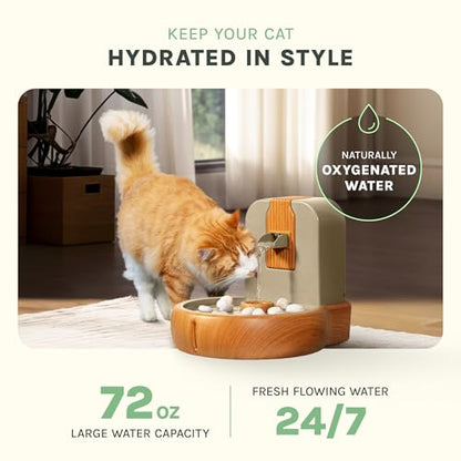 Cat Water Fountain – Eco-Friendly Zen Cat Fountain with Feng Shui Design, Splash-Free, Easy to Clean, Premium Filtration, Water Fountains for Cats Indoor, Great Cat