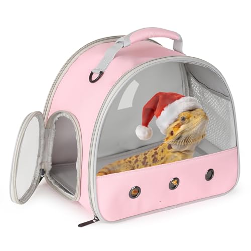 Bearded Dragon Carrier,Lizards Cage,Hamster Outdoor Used,Small Animal Travel Carrier for Sugar Glider Hedgehog Rat Parrot Bird Guinea Pig, Portable Guinea Pig Travel Carrier for Two - color: Pink