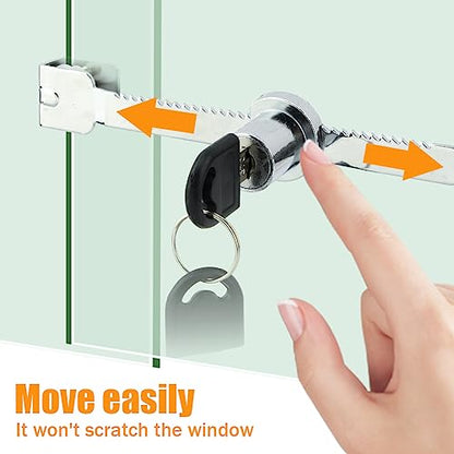2 Pack Sliding Glass Door with Key,Ratchet Lock with Chrome Finish,Display Case Locks Showcase Lock,Security Showcase Display Door Lock with Key,Cabinet Doors Lock,Keyed Alike