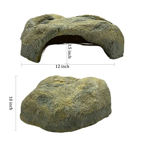 Extra Large Resin Reptile Hide for Ball Pythons, Lizards, Leopard Geckos, Bearded Dragons - Simulation Rock Hideout Cave for Habitat, Turtle Terrarium Decor