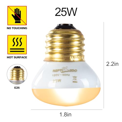 REPTI ZOO 25W Upgraded Nano Reptile Daylight Basking Spot Heat Lamp Bulb 2 Pack, UVA Full Spectrum Sun Light Daytime Heating Lamp for Reptile