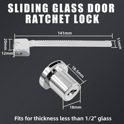 Luomorgo 1 Pc Sliding Glass Door Ratchet Lock, Keyed Alike Showcase Display Lock (Chrome)