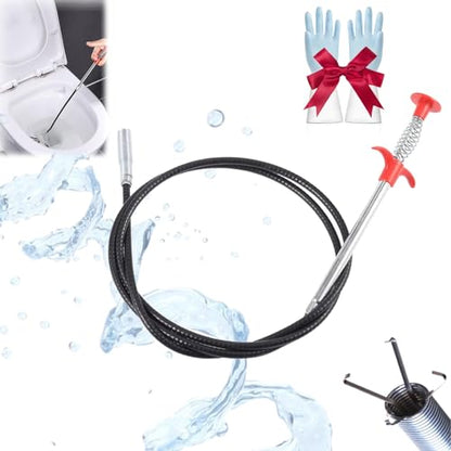 Sewer Cleaning Hook & No Need for Chemicals,Portrayi Sewer Cleaning Hook,Sewer Cleaning Hook Drain Clog Remover,Toilet Snake Clog Remover,Flexible Grabber Claw Long Drain Snake (35.4in) - color: 35.4in