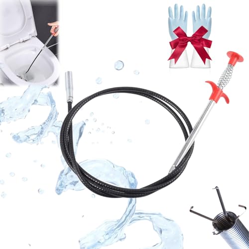 Sewer Cleaning Hook & No Need for Chemicals,Portrayi Sewer Cleaning Hook,Sewer Cleaning Hook Drain Clog Remover,Toilet Snake Clog Remover,Flexible Grabber Claw Long Drain Snake (118.1in) - color: 118.1in