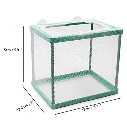 COMOK Fish Hatchery Breeder Box Aquarium Separation Net Nylon Incubator Mesh Fish Breeding Tanks Isolation Box Green Square - color: Green Square