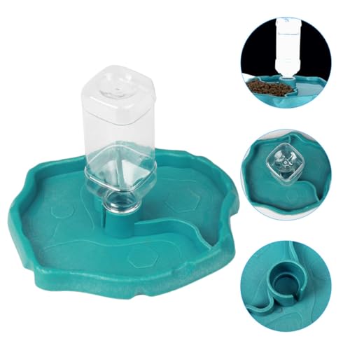 Reptile Water Feeder and Feed Bowl Automatic Water Dish with Reservoir Blue for Bearded Dragon Turtle Lizard Tank Accessories