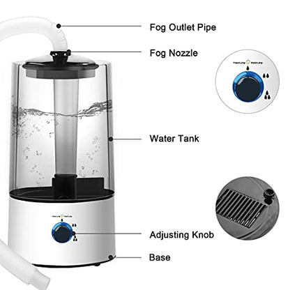 Reptile Humidifiers, Mute Reptile Fogger Terrariums Humidifier 4L Large Size Ideal for Reptile Terrariums, Reptile Fog Machine with Extension Tube for Reptiles Amphibians (4L)
