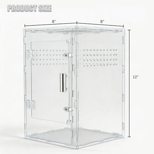 8x8x12 Reptile Tank – Acrylic Reptile Enclosure Terrarium for Crested Gecko, Lizards, Spiders & Snakes – Clear Lizard Habitat Terrarium - size: 8"8"12"