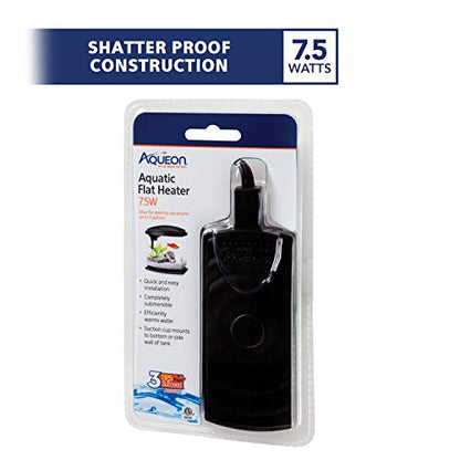 Aqueon Small Aquarium Fish Tank Submersible Mini Flat Heater Up to 2.5 to 5 Gallon Aquariums, 7.5 Watts