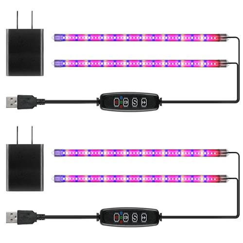 iPower 20W LED Plant Grow Light Strips Full Spectrum for Indoor Plants with Auto ON/Off 3/9/12H Timer, 10 Dimmable Levels 48 LEDs Per Tude, for Hydroponics Succulent, 2 Tubes*2, Mix - color: Mix, size: 2 Tubes*2, style: Grow Light Strips