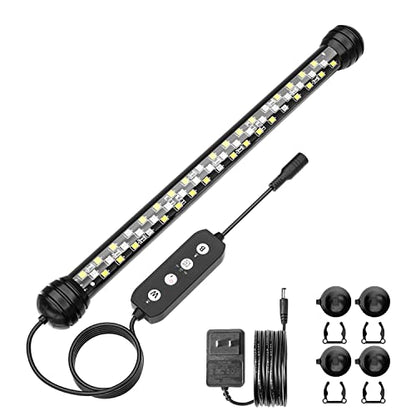 SEAOURA Led Aquarium Light with Timer, Submersible Aquarium Plant Light, Fish Tank Light with Auto On/Off, 3 Lighting Modes, Adjustable Brightness (11 inch for 12-23inch Planted Tank), 7W - size: 11 inch for 12-23inch tank