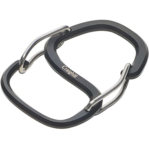Craighill Coachwhip Carabiner - 2.4” Keychain Clip, Modern Minimalist Keyring for Car Keys & Accessories, Heavy Duty, Lightweight, S Shape Hook - style: Black